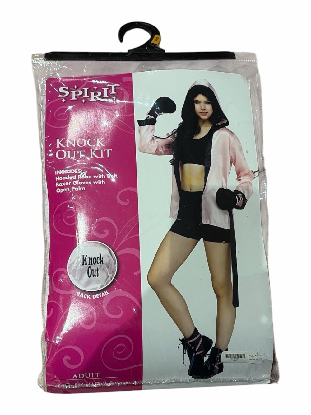 Spirit Women's Pink and Black Boxing Robe & Gloves Costume
